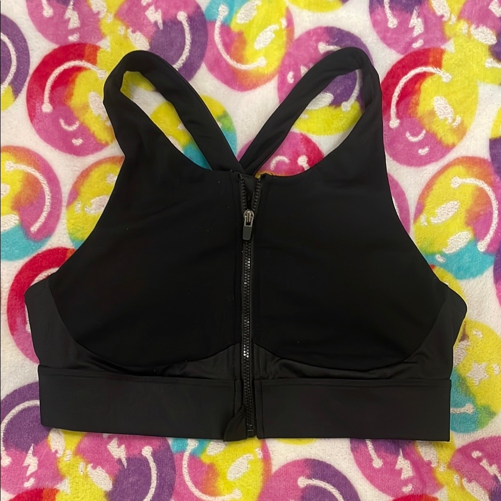 Fabletics Black Zip-Front Sports Bra